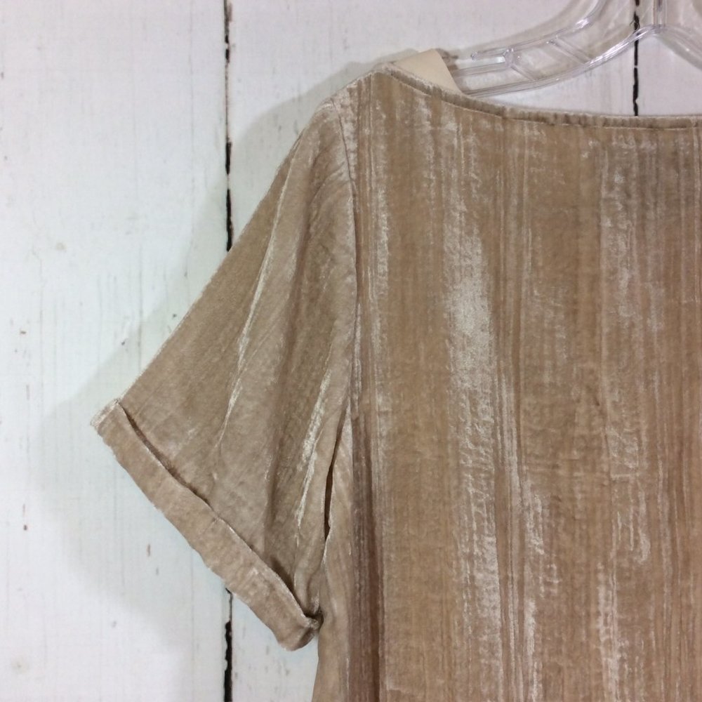 Anthropologie Floreat Crushed Champagne Velvet Shift Mini Dress Pockets Size S - Picture 15 of 16